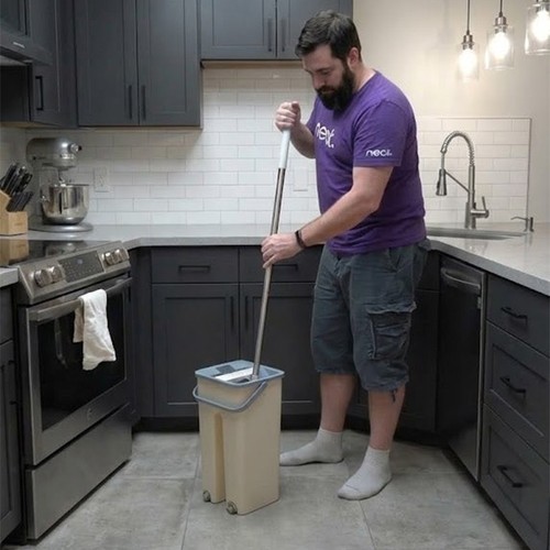 Flat mop bucket set with - mop,